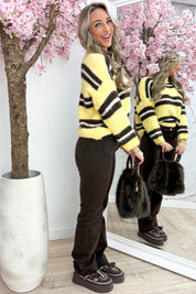 Let it snow stripe trui - Geel