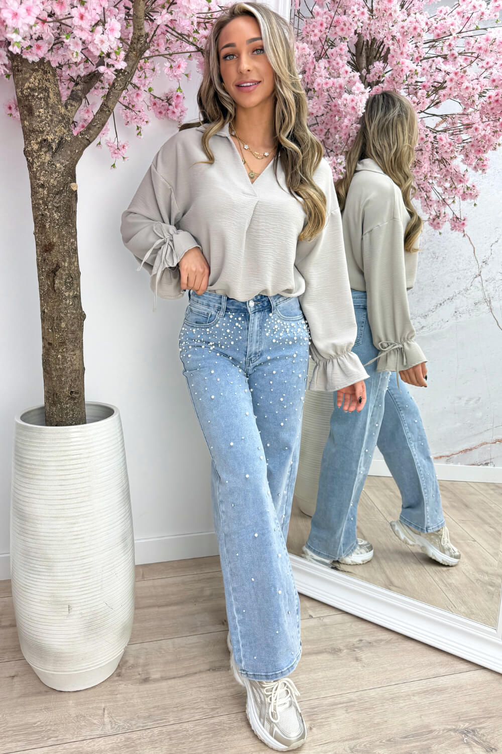 Basic bow topje - Taupe