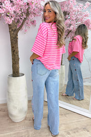 Côte d’Azur striped T-Shirt - Lollypop roze