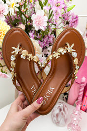 Sandy toes slippers - Camel