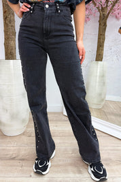 Starstruck studded straight leg jeans - Zilver