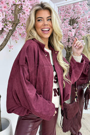 Suede fringe bag (Echt leer) - Bordeaux