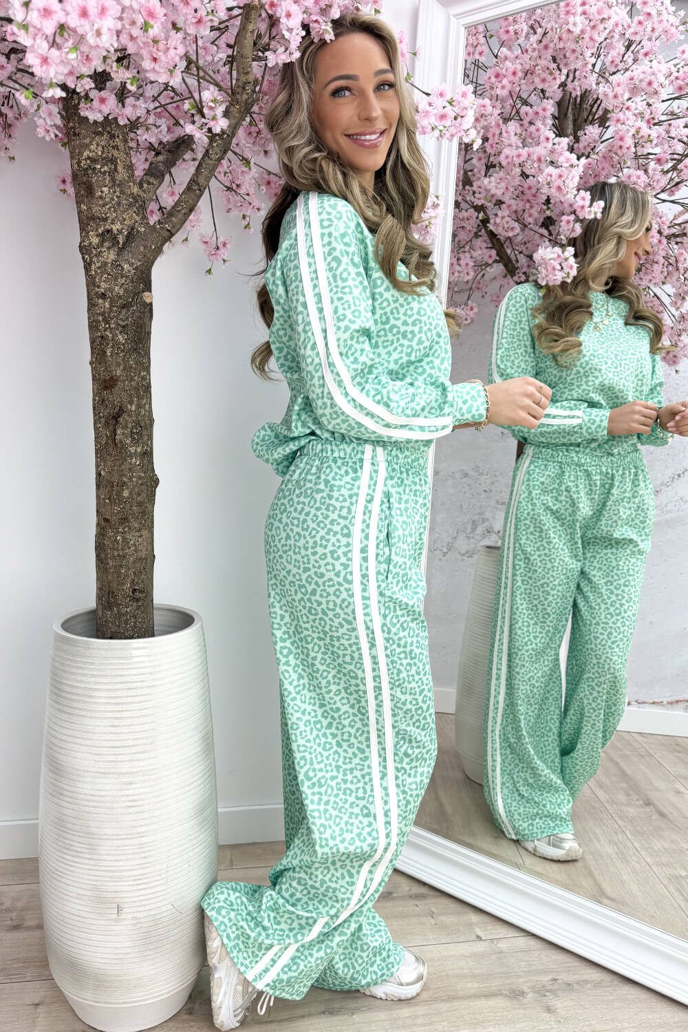 Leopard stripe comfy co-ord - Mint