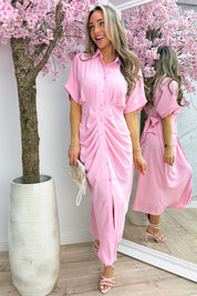 Draped bow dress - Roze