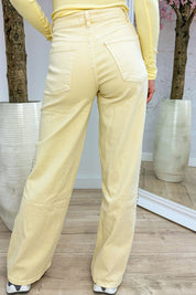 Wavy studs wide leg jeans - Geel