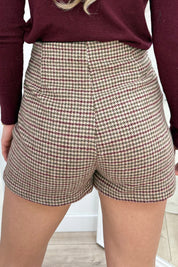 Checkered button skort - Bordeaux
