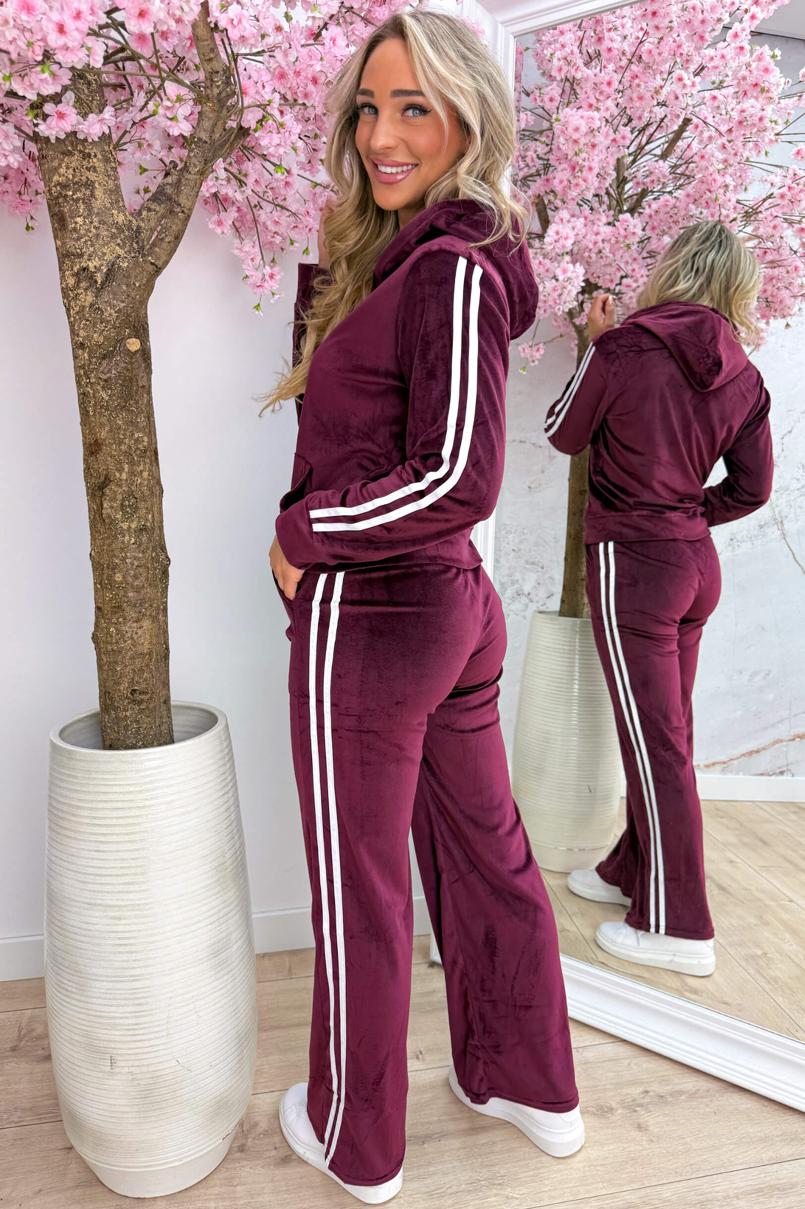 Velvet striped comfy co-ord - Bordeaux
