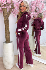 Velvet striped comfy co-ord - Bordeaux