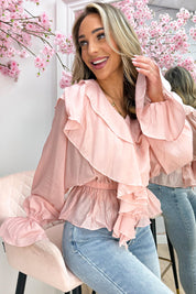 Cutie ruffle topje - Oud roze