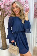 Joy ruffly dress - Navy