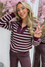 Zip it up stripe trui - Bordeaux