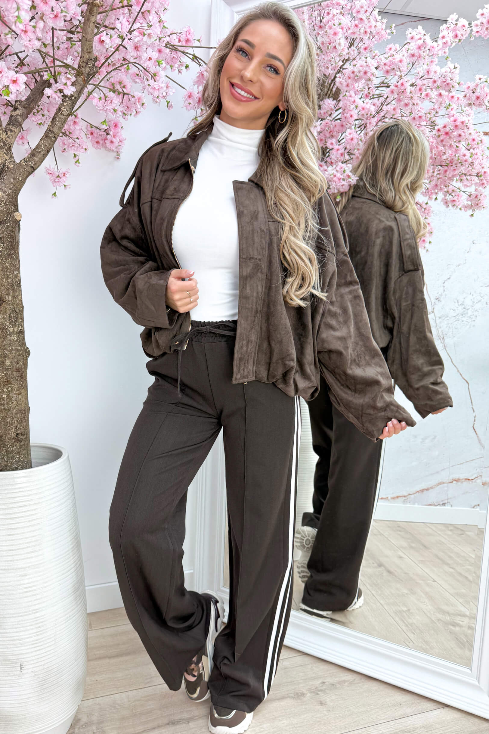 Autumn feelings suede look bomber - Bruin