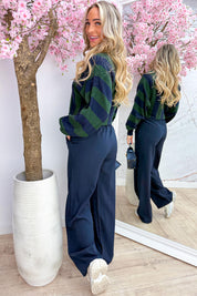 Stripe it up trui - Dk. groen