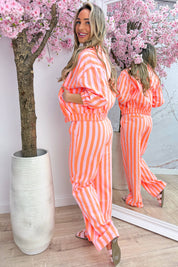 Striped denim jacket - Roze