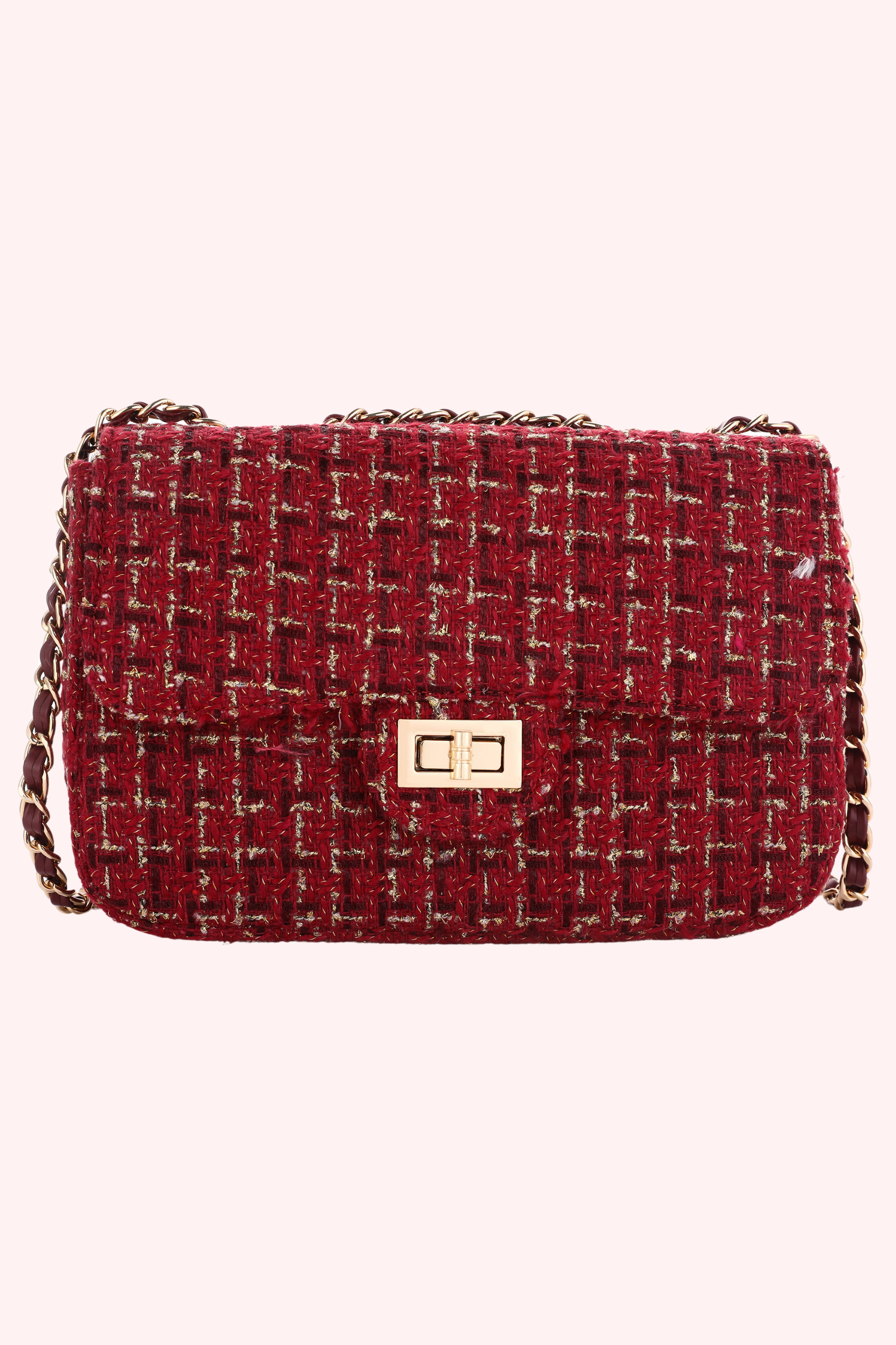 Goldie Lurex Tweed Bag - Bordeaux