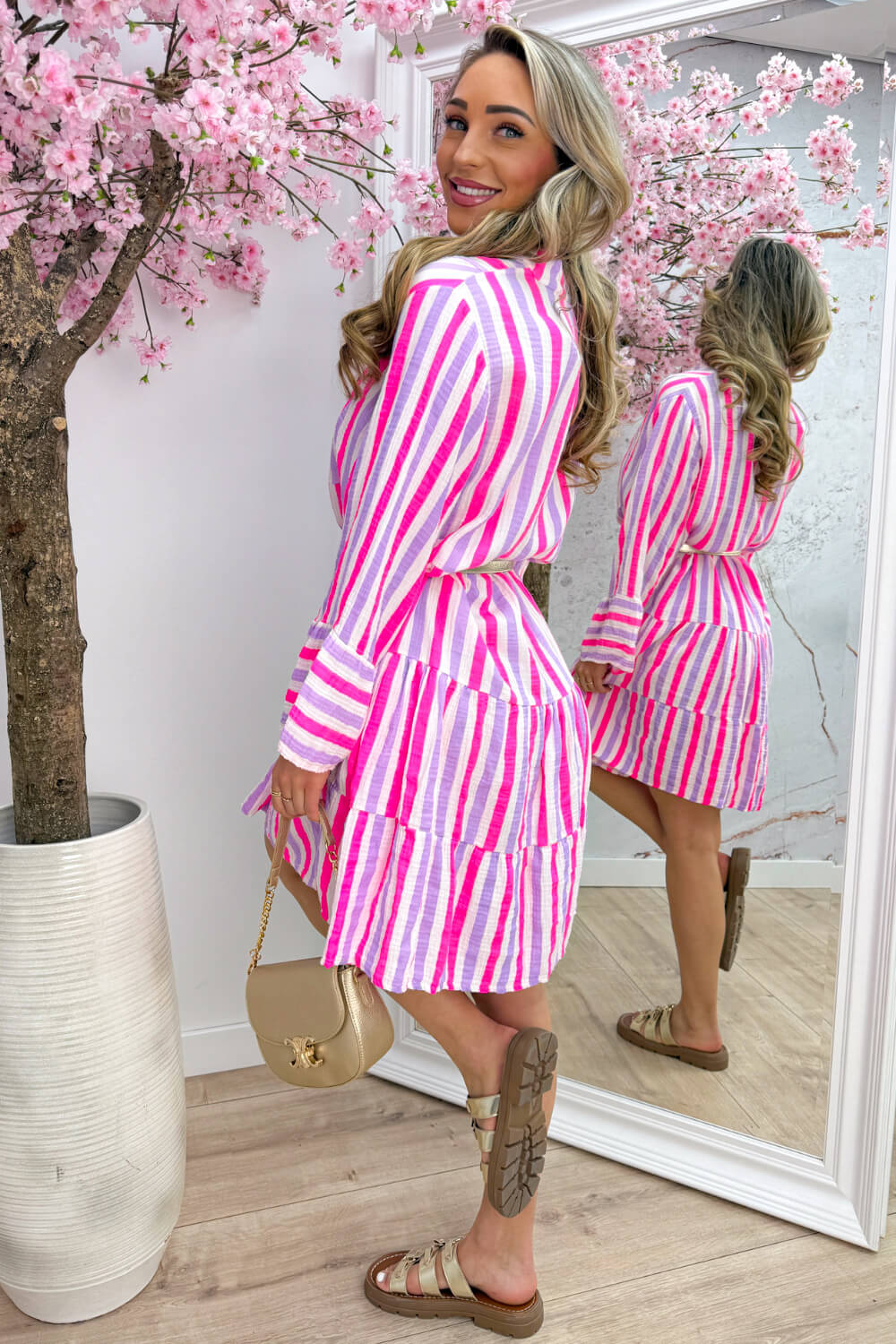 Sunny stripes cotton ibiza dress - Lila