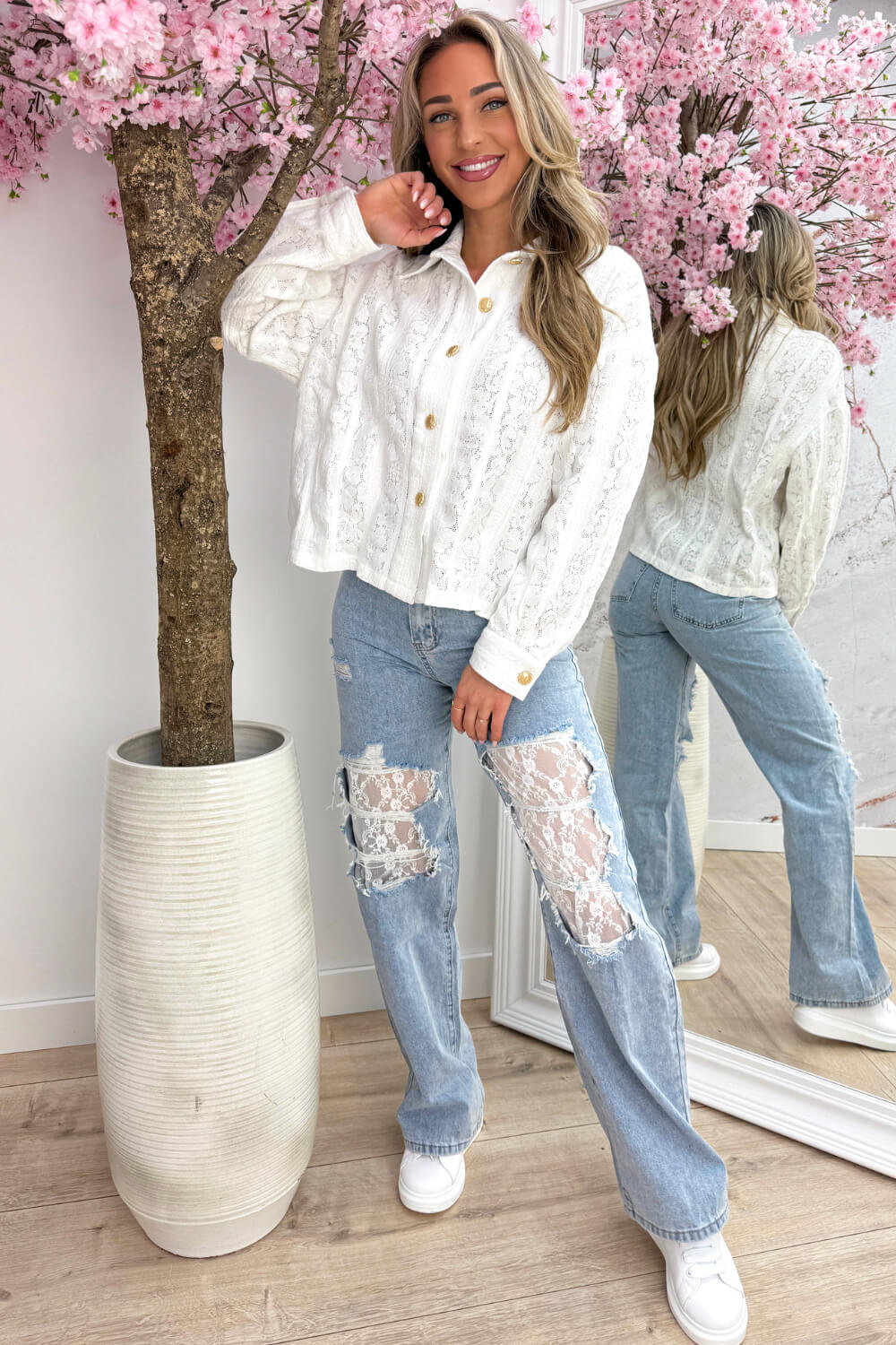 Lace in bloom blouse - Wit
