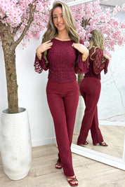 Perfectly flairy lace topje - Bordeaux