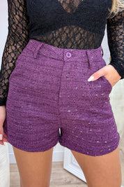 Twinkle tweed short - Berry purple