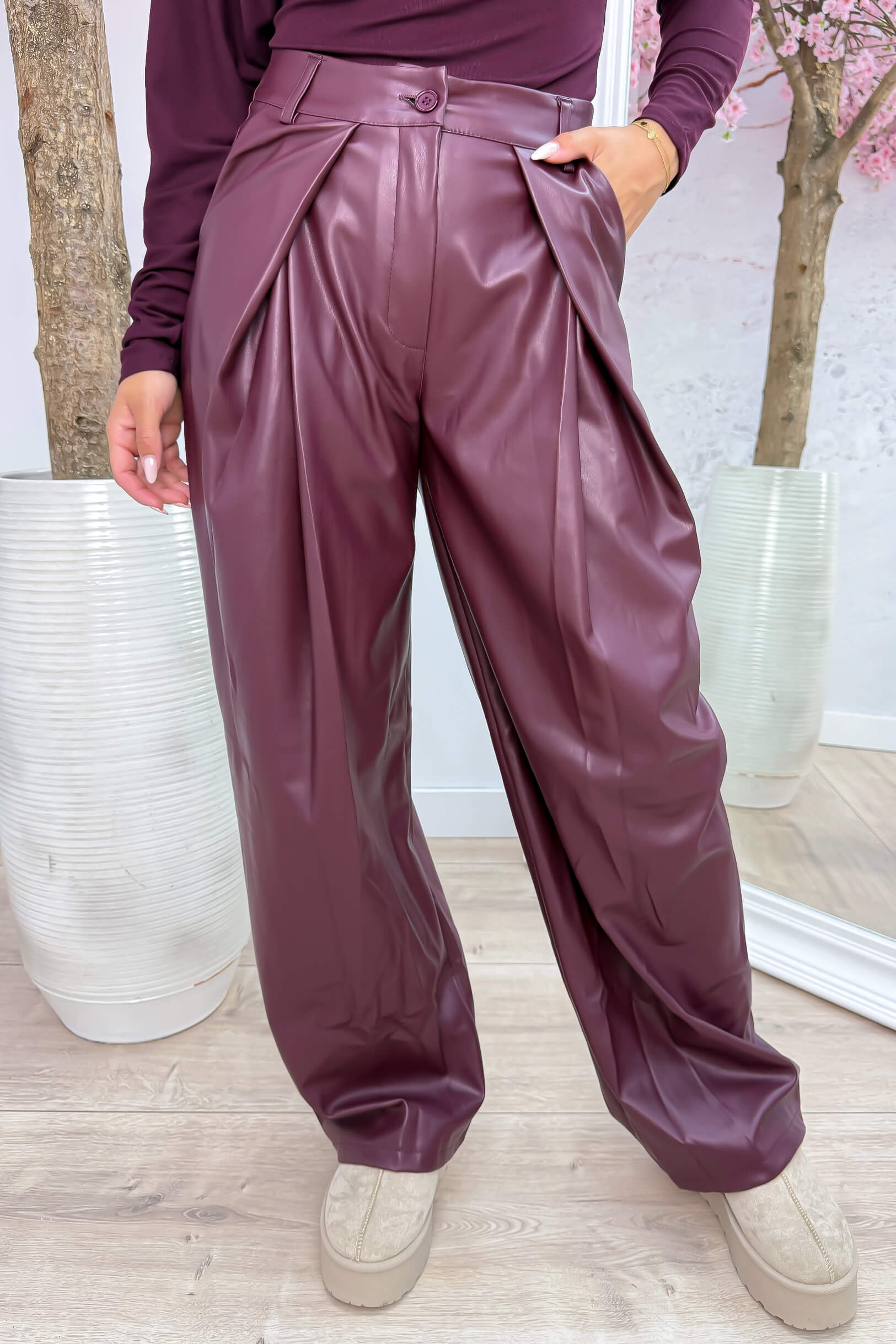All about leather look pantalon - Bordeaux