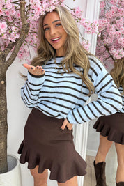 Stripe lover trui - Sky blue