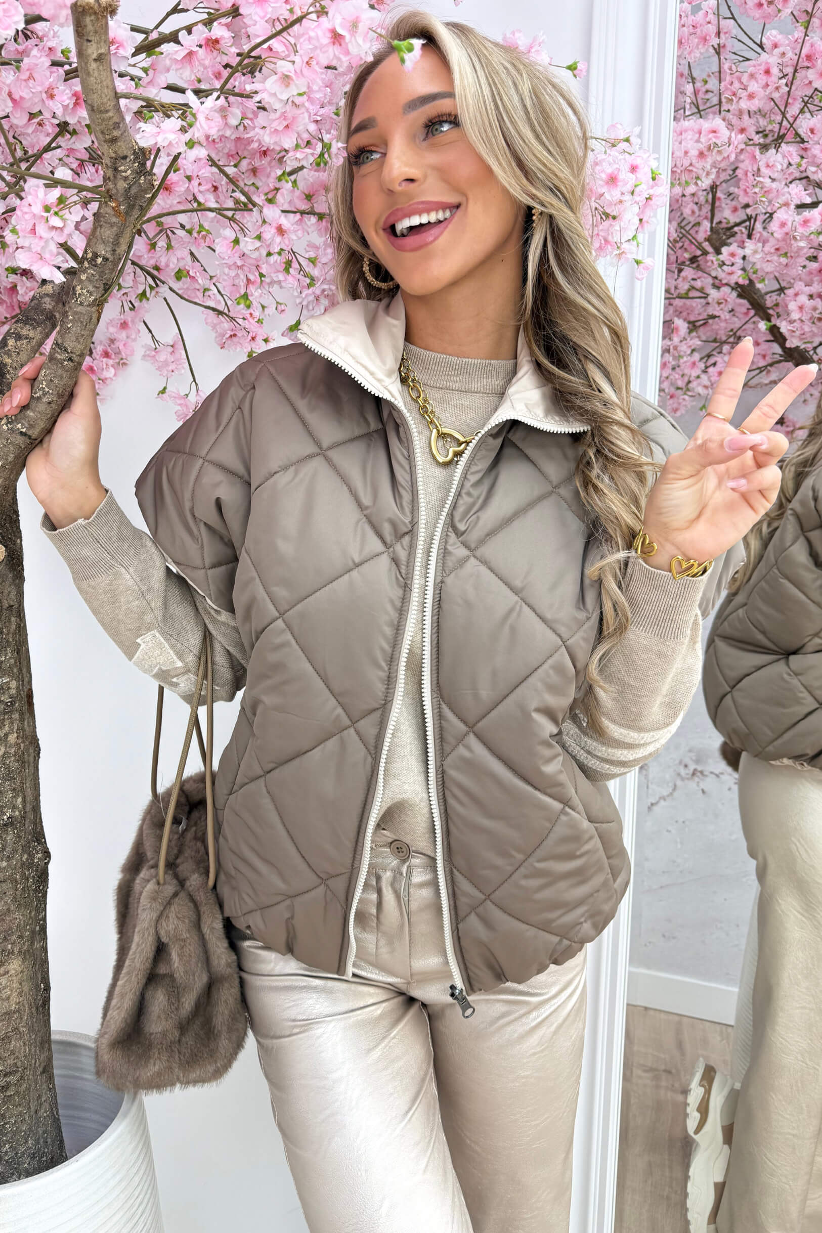 Reversible bodywarmer - Taupe