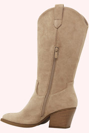 Howdy suede look cowboy boots - Taupe