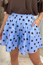 Polkadot cotton short - Sky blue