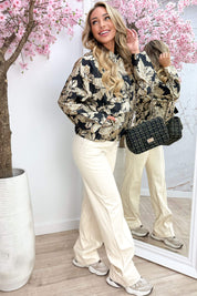 Midnight flowers bomber - Zwart