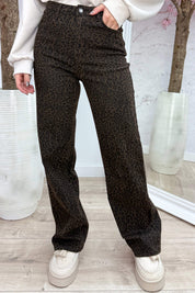 Leopard straight leg jeans RD9161 - Bruin