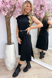 Studded T-shirt dress - Zwart