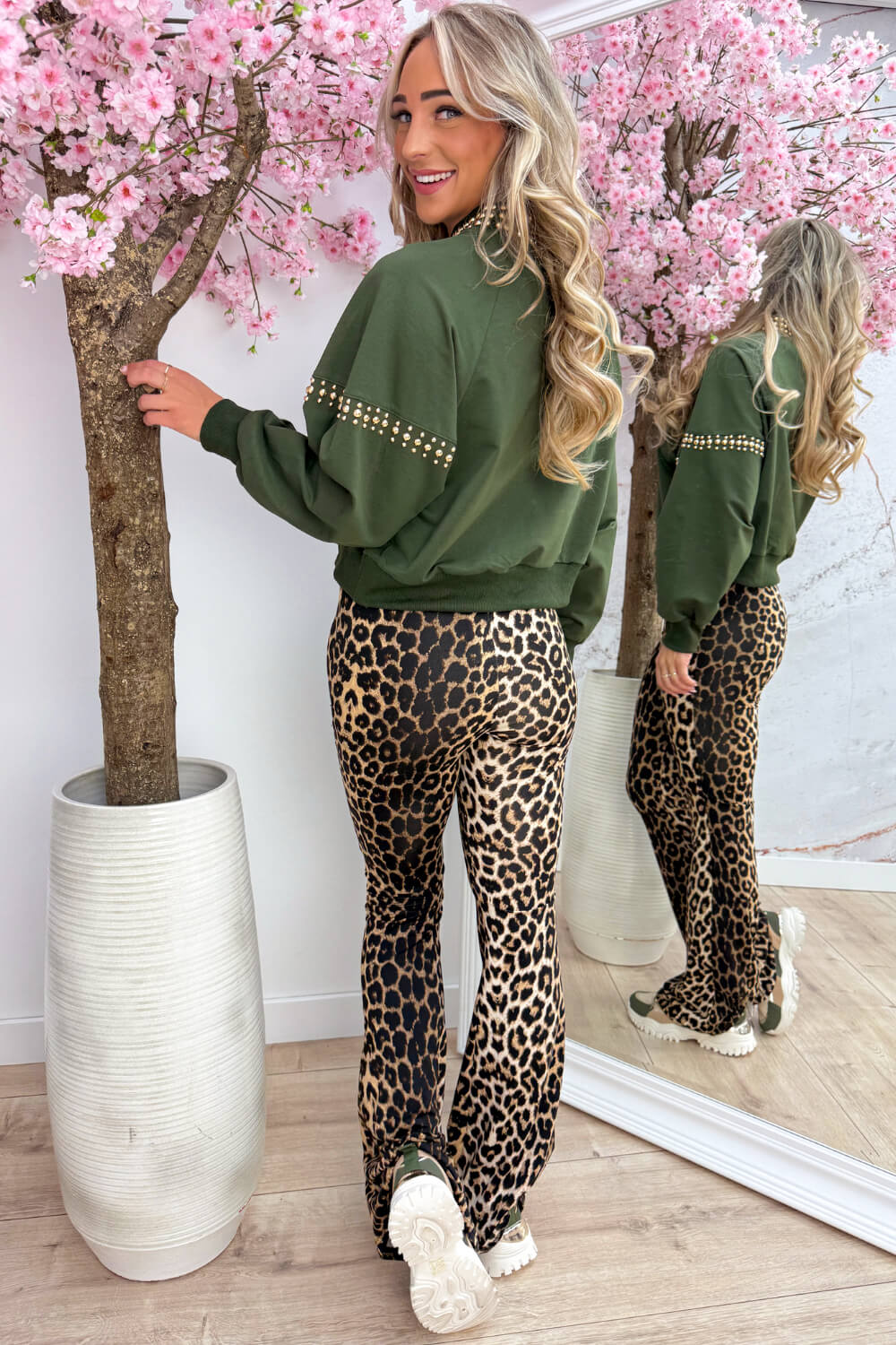 Golden stud sweater - Army