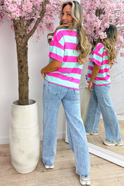 Bold stripe T-shirt - Fuchsia