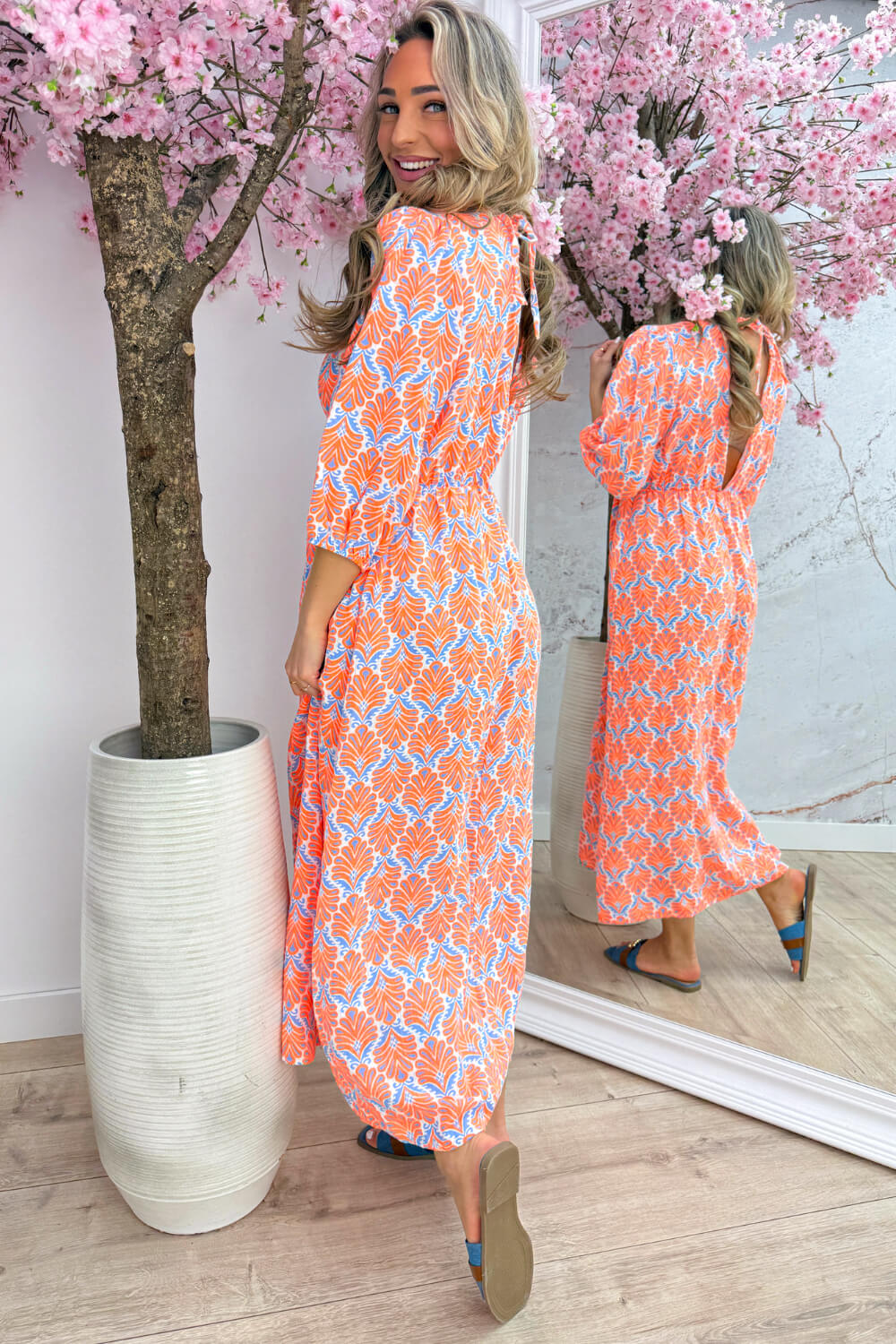 Seashell cotton dress - Jeans blue