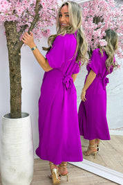 Draped bow dress - Berry purple