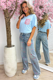 Sparkle pocket T-shirt - Sky blue