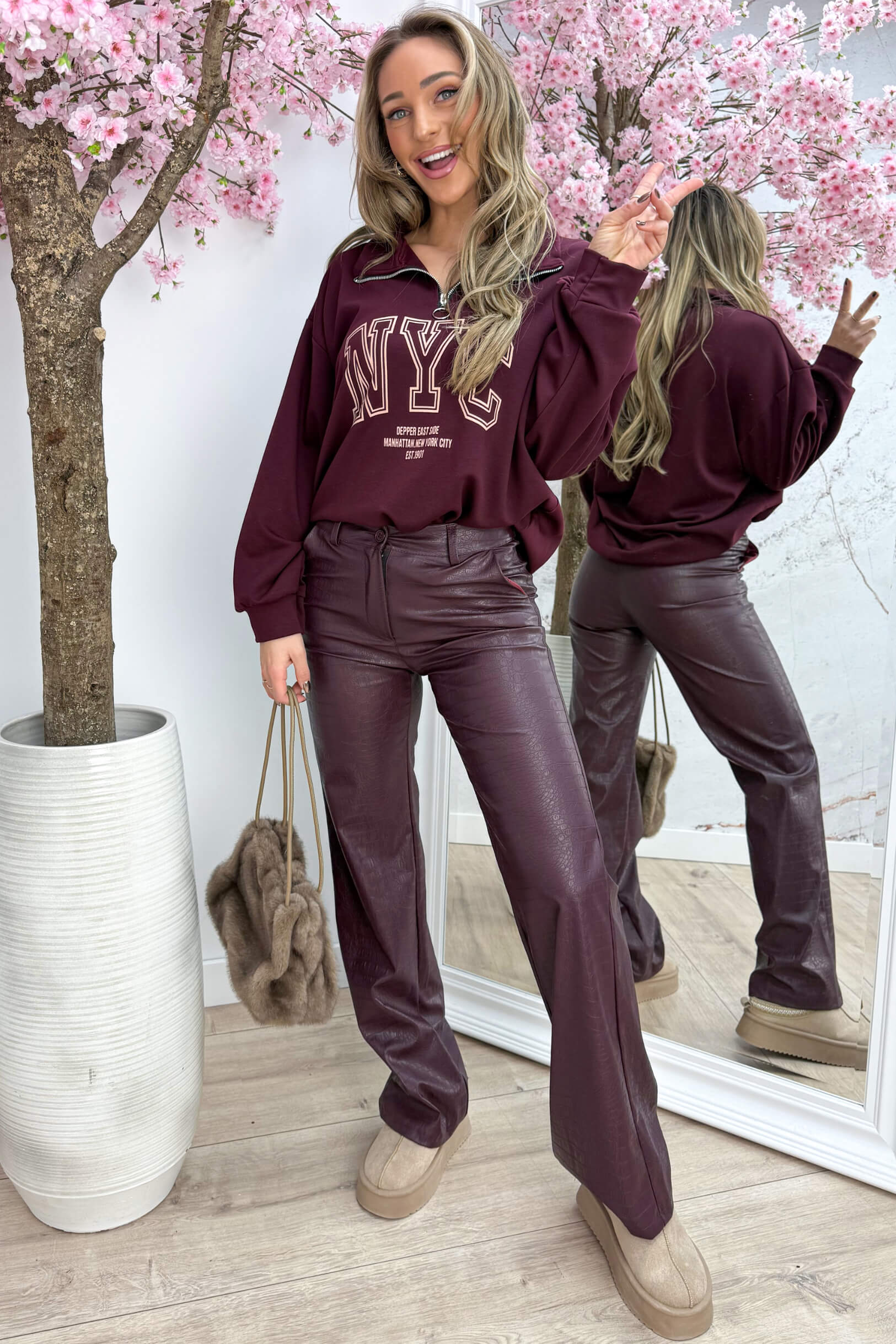 NYC zipper sweater - Bordeaux