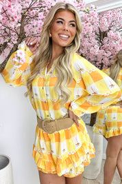 Sunrise ruffle co-ord - Geel
