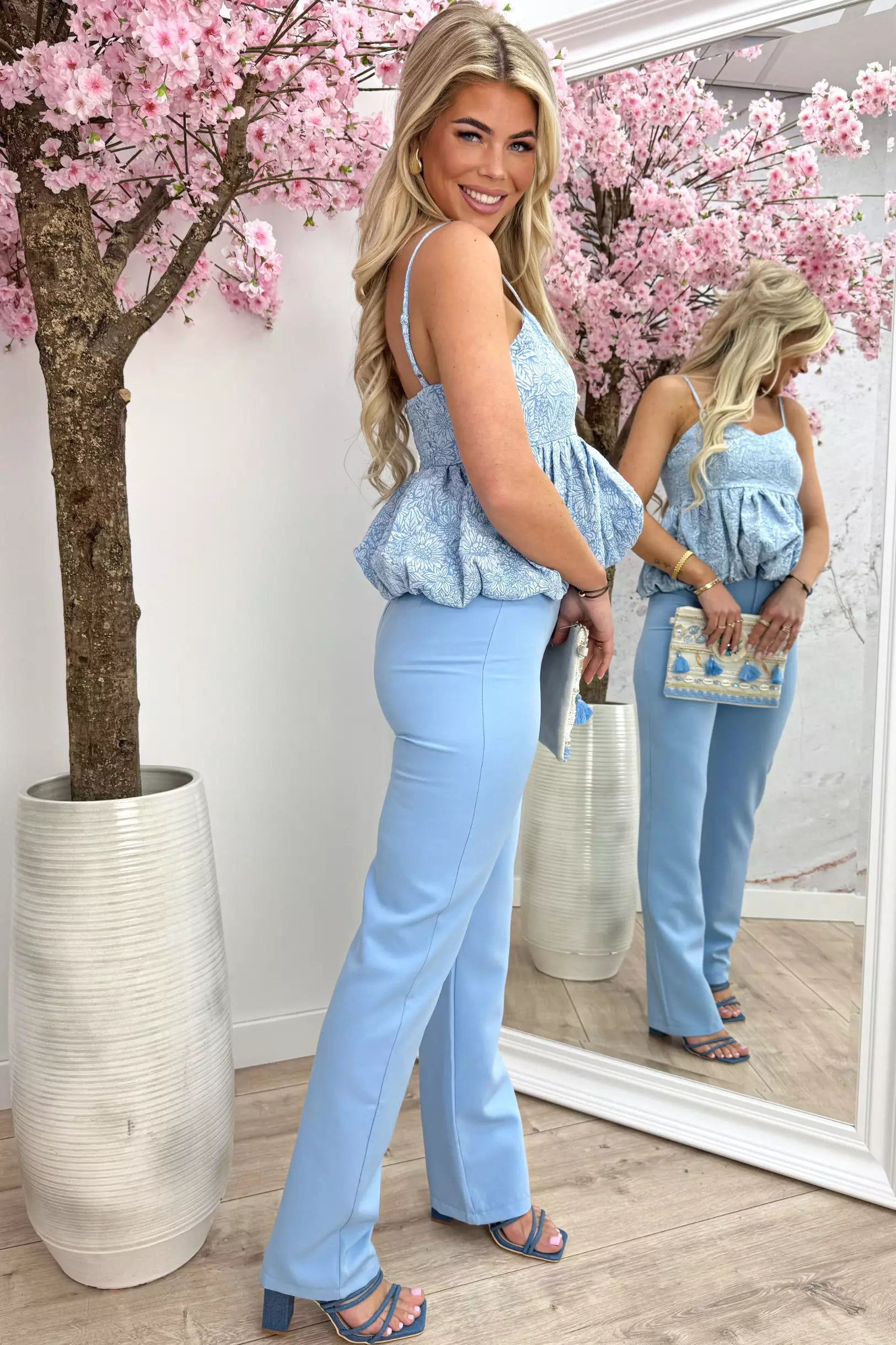 Cute bloom topje - Sky blue