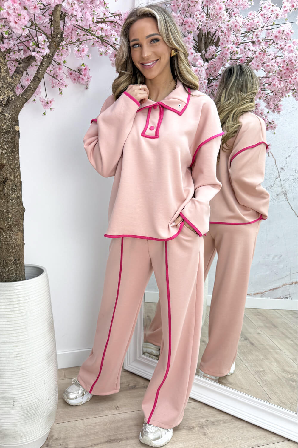 Comfy club stripe co-ord - Oud roze