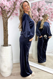 Velvet comfy co-ord - Navy