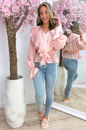 Cutie ruffle topje - Oud roze