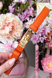 Perfect fit verstelbare riem (Echt leer!) - Oranje