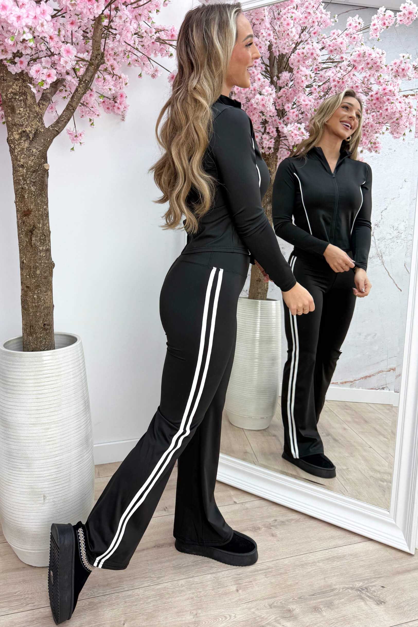 Sporty stripe co-ord - Zwart