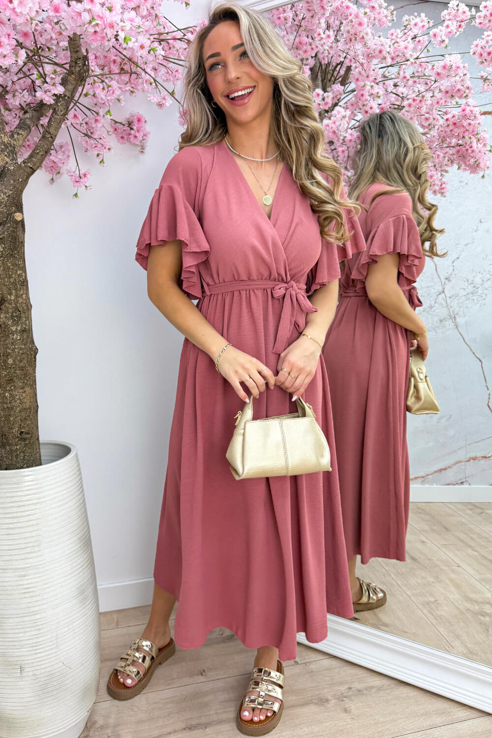 Rio ruffle maxi dress - Dk. roze
