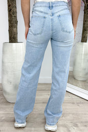 Lace edge straight leg jeans - Jeans blue