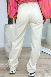 Silver hearts bow jeans - Beige