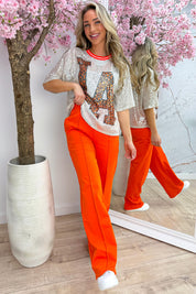 Leopard LA paillet topje - Oranje