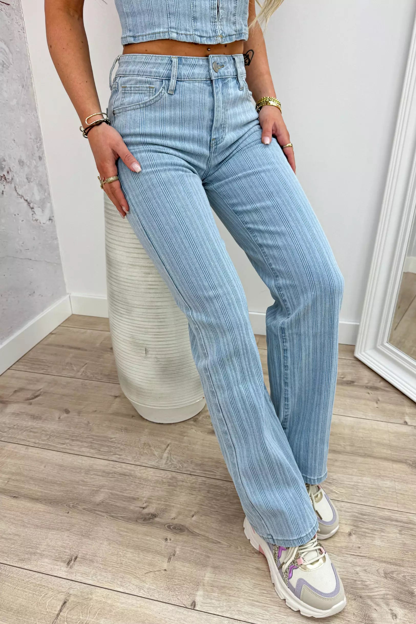 Denim stripe wide leg jeans RD2937 - Jeans blue