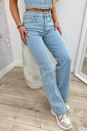 Denim stripe wide leg jeans RD2937 - Jeans blue